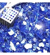 NUPICK 20 Pound Fire Glass, 1/2 Inch Reflective Fire Glass, Fit with Fire Pit Glass and Fireplace...