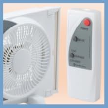 Comfort Zone window fan has 3 speeds and can be controlled by remote