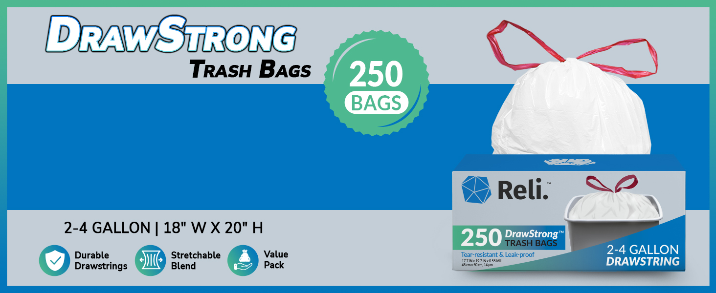 Drawstrong Trash Bags 2-4 Gallon