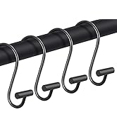 CHICTIE Black Shower Curtain Hooks Rings, Decorative for Bathroom Shower Rods, Set of 12 Premium ...