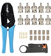 TLS.eagle BNC RG58 Plug Crimp Connector and Striping Crimp Tool for RG58 RG59 Pack of 10