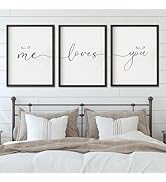 Set of 3 Framed Farmhouse All of Me Loves All of You Sign 11x14” Above Bed Wall Decor for Bedroom...