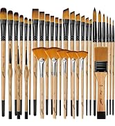 Bougimal 33 Pcs Paint Brush Set, Artist Paint Brushes for Acrylic Painting, Oil, Watercolor, Goua...