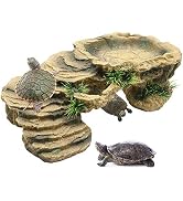 PINVNBY Turtle Basking Platform,Tortoise Resin Dock Resting Rock Reptile Habitat Ornament Hiding ...