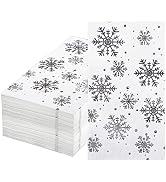 60 Pieces Snowflake Guest Napkins Silver Foil Paper Napkin White Snow Disposable Dinner Napkin 3-...