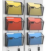 Docnest 6 Pack Magnetic Wall Mounted File Holders,Mesh Letter Organizer with Hooks, Magnetic Hang...