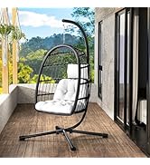 LEVELEVE Egg Chair with Stand,Patio Rattan Wicker Hanging Swing Egg Chair Hammock Chair for Bedro...