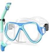 Greatever Snorkeling Gear for Kids, Dry Snorkel Set Panoramic View Snorkel Mask, Anti-Fog Scuba D...