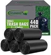 2-4 Gallon Small Black Trash Bags (440 Bags) Bathroom Garbage Bags Plastic Wastebasket Can Liners...