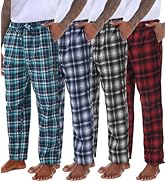 Kinglaman 1/4 Pack Men' s Flannel Pajama Pants Plaid PJ Bottoms Soft Warm Cotton Microfleece Loun...
