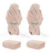 BEoffer 2 Pack Microfiber Hair Towel - 41 x 24 inches Super Soft, Absorbent, Fast Drying Without ...