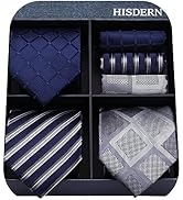 HISDERN Mens Ties and Pocket Square Set Business Elegant Ties for Men Classic Lot 3 Pcs Wedding P...
