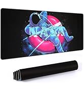 Cute Astronaut Mouse Pad Mat Kawaii Black Desk Decor Mat, 35.43 X 15.75 Inches Extra Large Mouse ...