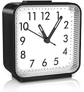 Ankilo Analog Alarm Clock, Silent Non Ticking Table Clock, Travel Bedside Clock with Snooze, Nigh...