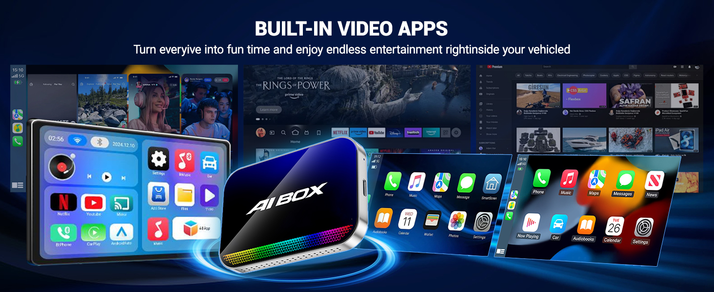 wireless carplay adapter apple iphone tiktok netflix youtube ai magic box
