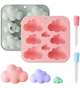 2 Pcs Cute Cloud Silicone Molds with 2 Droppers, 3D Cloud Baking Mould,Ice Cube Tray, DIY Baking ...