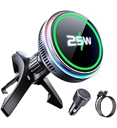 avedio links Qi2.2 25W Wireless Car Charger Magnetic Phone Holder Mount for Magsafe with Cooler f...