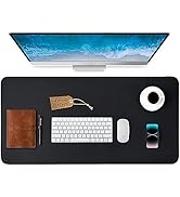 RILIHO Genuine Leather Desk Pad Protector - Waterproof Desk Mats on Top of Desks Premium Office D...