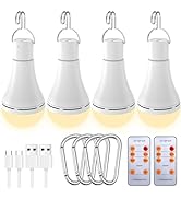 USB Rechargeable Light Bulb with Remote and Timer, Battery Backup Emergency Light Bulbs for Home ...