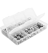 BEADNOVA 60pcs 8mm Tibetan Silver Round Hollow Spacer Charm Beads for Jewelry Findings Making wit...