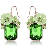 BriLove Fashion Elegant Rhinestone Enamel Rose Flower Hook Dangle Earrigns for Women