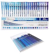 OfficeGoods Blue Gel Pens + Refills - 24 Premium Colors - Fast Drying & Smudge Free - Nature, Lan...