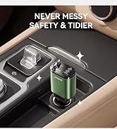 SUPERONE 5 in 1 Retractable Car Charger with Dual Type C Cables, 90W Fast Charging USB C Car Acce...