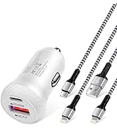iPhone Car Charger, 38W USB C Lighter Adapter + Lightning Cables for iPhone 14 13 Pro Max 12 11 M...