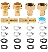 Lemfema 4 Sets 5/8 Inch Garden Hose Connector Repair Kit, Solid Brass Water Hose Coupling Splicer...