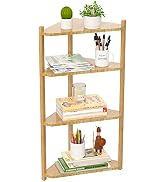 Wisuce Bamboo Corner Shelf, 4 Tier Stackable Shower Corner Shelves, Corner Stand Storage Shelf, S...