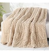 Drewin Weighted Blanket for Adults Queen Size 15lbs, Soft Fuzzy Turtleback Sherpa Weighted Blanke...