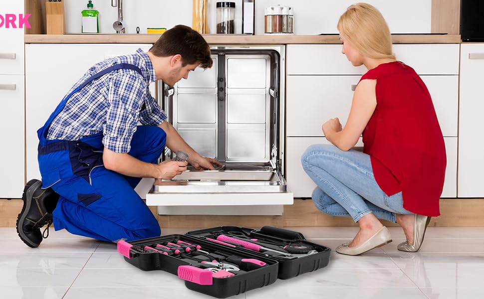 Pink Household Tool Set, 39 Piece