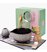 Joyscale Matcha Whisk Set, Ceramic Matcha Bowl with Spout 8 Pcs Matcha Kit Set(Kiln White) for Ma...