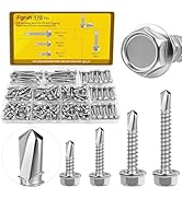 Fgruh 170Pcs #8#10 Self Tapping Screws for Metal, #8x1/2'' 3/4'',#10x1'' 1-1/2'' Hex Washer Head ...