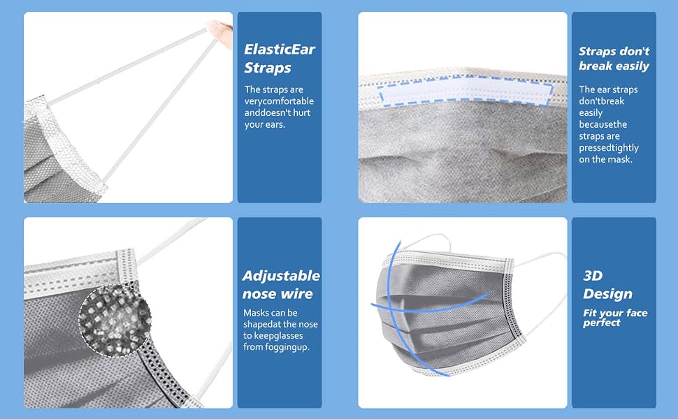 Face Mask,Masks,Masks Disposable,Grey Mask 100 Pack
