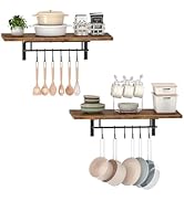 CHOEZON Wall-Mounted Pot Racks, Set of 2 Hanging Pot Rack, Vintage Pot Hangers for Kitchen with 1...