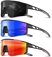 Foliful 3 Pack Polarized Sports Sunglasses Men Women, Running Mens Sunglasses UV Protection for B...