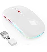 LED Wireless Mouse for Laptop/MacBook/iPad - Built-in Mouse Jiggler & 4-Mode (Bluetooth 5.2/3.0 &...