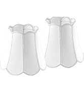 GOSO Scalloped Lamp Shades Set of 2 Medium Off White Wavy Floral,Elegant Faux Silk Shade,8×13×11 ...