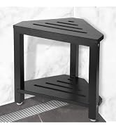 IBosins Corner Shower Stool with Storage Shelf Shower Foot Rest for Shaving Legs Small Bench for ...