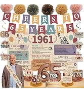 65th Birthday Decorations for Women Men Vintage 1961 Party Decor Banner Hanging Swirls Retro 65th...