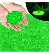 PoYang 500pcs Glow in The Dark Rocks Outdoor - Green Resin Glowing Pebbles for Landscaping, Garde...