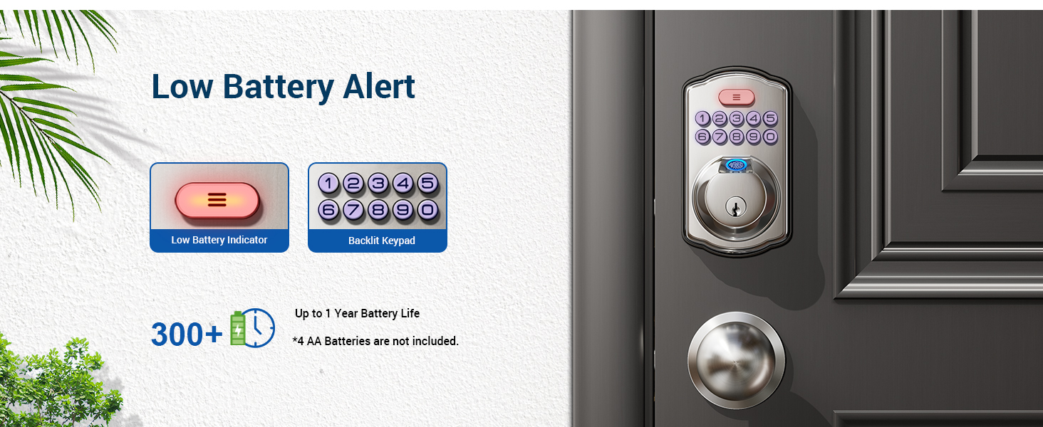 front door lock set keyless entry Low battery alerts