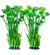 kathson Large Plastic Aquarium Plants,2 Pcs Tall Fish Tank Plants Decor Artificial Seaweed Water ...
