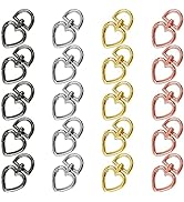 20Pcs Heart Shaped Carabiner Swivel Snap Clip,4 Colors Trigger Spring Buckle with Swivel Clasps D...