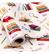 Burymento Book Wrapping Paper Roll, Vintage Books Gift Wrap for Birthday, Party Favors, Teacher A...
