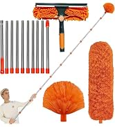 20+ Feet High Reach Dusting Kit with 3-14 ft Extension Pole //2 in 1 Window Cleaning Kit // High ...
