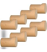 DINGEE 8 Pack Wood Wall Hooks,Natural Wooden Coat Hooks Wall Mounted,Heavy Duty Wooden Pegs for H...