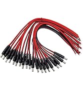UltraPoE Real 18AWG 12V 5A DC Power Pigtails Cable, 20-Pack 5.5 X 2.1 mm Barrel Male Plug Connect...