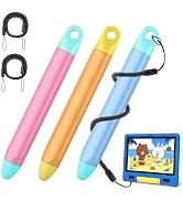 Kid-Friendly Stylus Pen with Tethers for Touch Screens, 3 Pack Kids Tablet Stylus for iPad, iPhon...